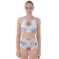 Cute Cat Seamless Pattern Background Racer Back Bikini Set by Jancukart