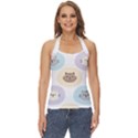 Cute Cat Seamless Pattern Background Basic Halter Top View1