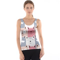 Cute Seamless Pattern With Cats Tank Top by Jancukart