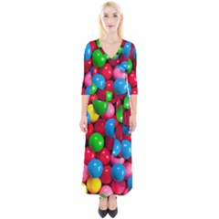 Bubble Gum Quarter Sleeve Wrap Maxi Dress by artworkshop