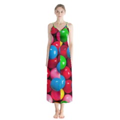 Bubble Gum Button Up Chiffon Maxi Dress by artworkshop