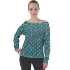 Bubble Wrap Off Shoulder Long Sleeve Velour Top by artworkshop