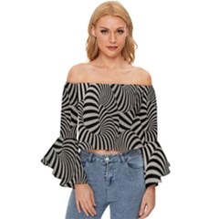 Pattern Off Shoulder Flutter Bell Sleeve Top by artworkshop