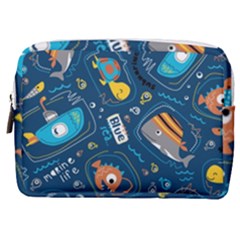 Seamless-pattern-vector-submarine-with-sea-animals-cartoon Make Up Pouch (medium) by Jancukart