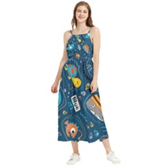 Seamless-pattern-vector-submarine-with-sea-animals-cartoon Boho Sleeveless Summer Dress by Jancukart