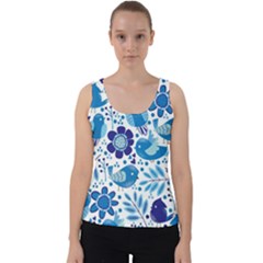 Pattern-with-birds Velvet Tank Top by Jancukart