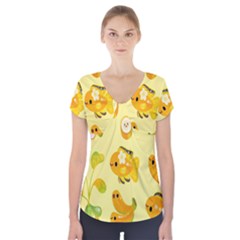 Banana Cichlid Short Sleeve Front Detail Top by artworkshop