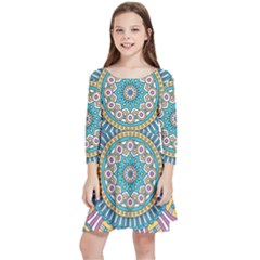 Mandala 01 Kids  Quarter Sleeve Skater Dress by zappwaits