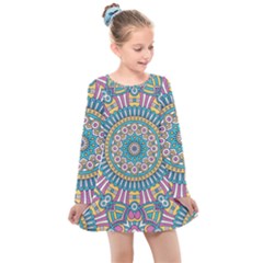 Mandala 01 Kids  Long Sleeve Dress by zappwaits