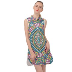 Mandala 01 Sleeveless Shirt Dress by zappwaits