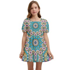 Mandala 01 Kids  Short Sleeve Dolly Dress by zappwaits