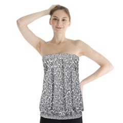 Black And White Hello Text Motif Random Pattern Strapless Top by dflcprintsclothing