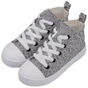 Black And White Hello Text Motif Random Pattern Kids  Mid-Top Canvas Sneakers View2