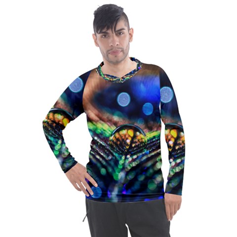 Peacock Feather Drop Men s Pique Long Sleeve Tee by artworkshop