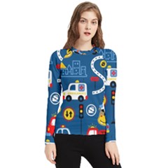 Seamless-pattern-vector-rescue-team-cartoon Women s Long Sleeve Rash Guard by Jancukart