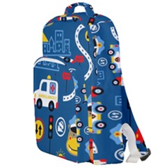 Seamless-pattern-vector-rescue-team-cartoon Double Compartment Backpack by Jancukart