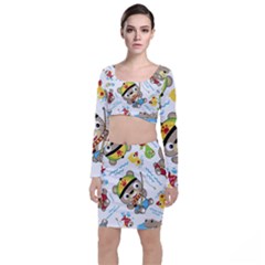 Vector-seamless-pattern-cute-fishing-animals-cartoon Top And Skirt Sets by Jancukart