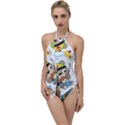 Vector-seamless-pattern-cute-fishing-animals-cartoon Go with the Flow One Piece Swimsuit View1