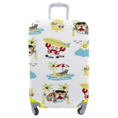 Vector-pattern-with-funny-animals-cartoon-summer-holiday-beach Luggage Cover (medium) by Jancukart