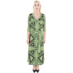 Abstract Pattern Geometric Backgrounds Quarter Sleeve Wrap Maxi Dress by Eskimos