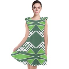 Abstract Pattern Geometric Backgrounds  Tie Up Tunic Dress by Eskimos