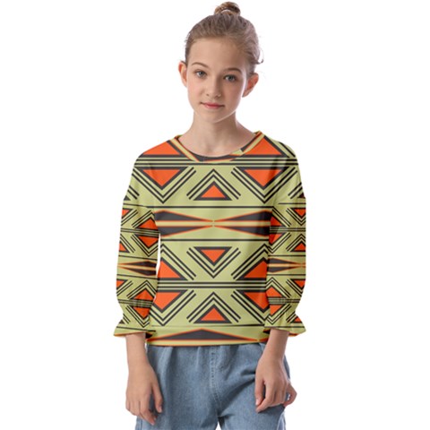 Abstract Pattern Geometric Backgrounds Kids  Cuff Sleeve Top by Eskimos