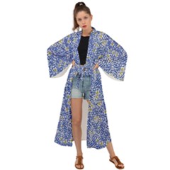 Uruguay Flag Motif Pattern Maxi Kimono by dflcprintsclothing