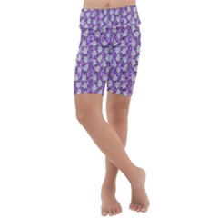 Purple Ghost Kids  Lightweight Velour Cropped Yoga Leggings by NerdySparkleGoth