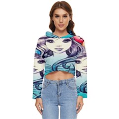 Beautifull Ariel Little Mermaid  Painting Women s Lightweight Cropped Hoodie by artworkshop