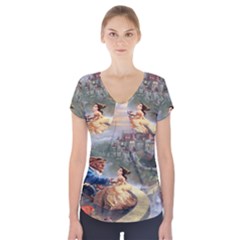 Beauty And The Beast Castle Short Sleeve Front Detail Top by artworkshop