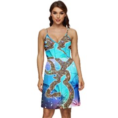 Browning Deer Glitter Galaxy V-neck Pocket Summer Dress  by artworkshop