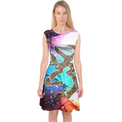 Browning Deer Glitter Galaxy Capsleeve Midi Dress by artworkshop