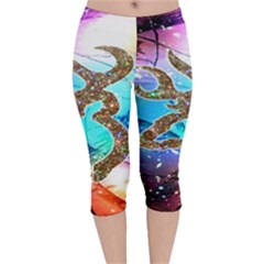 Browning Deer Glitter Galaxy Velvet Capri Leggings  by artworkshop