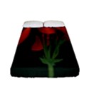 Red Geranium Over Black Background Fitted Sheet (Full/ Double Size) View1