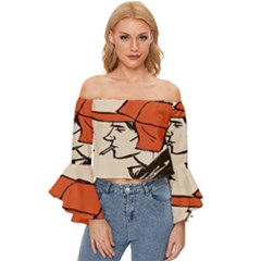 Catcher In The Rye Off Shoulder Flutter Bell Sleeve Top by artworkshop