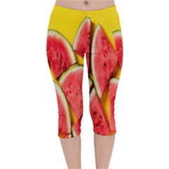 Watermelon Velvet Capri Leggings  by artworkshop