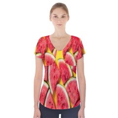 Watermelon Short Sleeve Front Detail Top by artworkshop