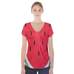 Watermelon Pillow Fluffy Short Sleeve Front Detail Top by artworkshop