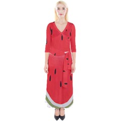 Watermelon Pillow Fluffy Quarter Sleeve Wrap Maxi Dress by artworkshop