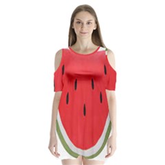 Watermelon Pillow Fluffy Shoulder Cutout Velvet One Piece by artworkshop