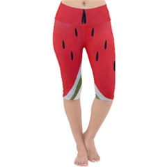 Watermelon Pillow Fluffy Lightweight Velour Cropped Yoga Leggings by artworkshop