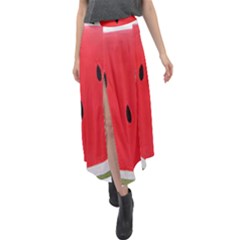 Watermelon Pillow Fluffy Velour Split Maxi Skirt by artworkshop