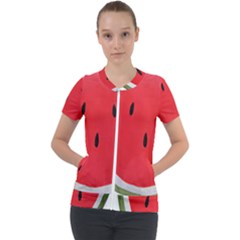 Watermelon Pillow Fluffy Short Sleeve Zip Up Jacket by artworkshop