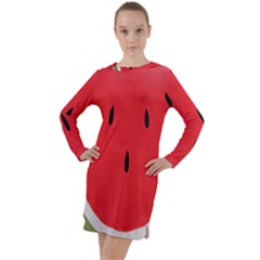 Watermelon Pillow Fluffy Long Sleeve Hoodie Dress by artworkshop