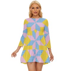 Geometry Long Sleeve Babydoll Dress by Sparkle