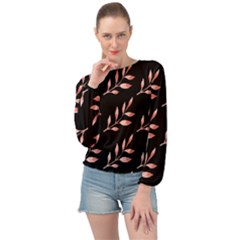 Spring Leafs Banded Bottom Chiffon Top by Sparkle