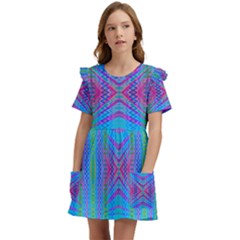 Beam Me Up Kids  Frilly Sleeves Pocket Dress by Thespacecampers