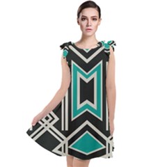 Abstract Pattern Geometric Backgrounds  Tie Up Tunic Dress by Eskimos