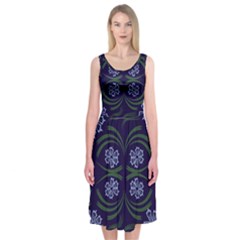 Folk Flowers Print Floral Pattern Ethnic Art Midi Sleeveless Dress by Eskimos