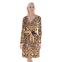 Leopard Jaguar Dots Long Sleeve Velvet Front Wrap Dress by ConteMonfrey